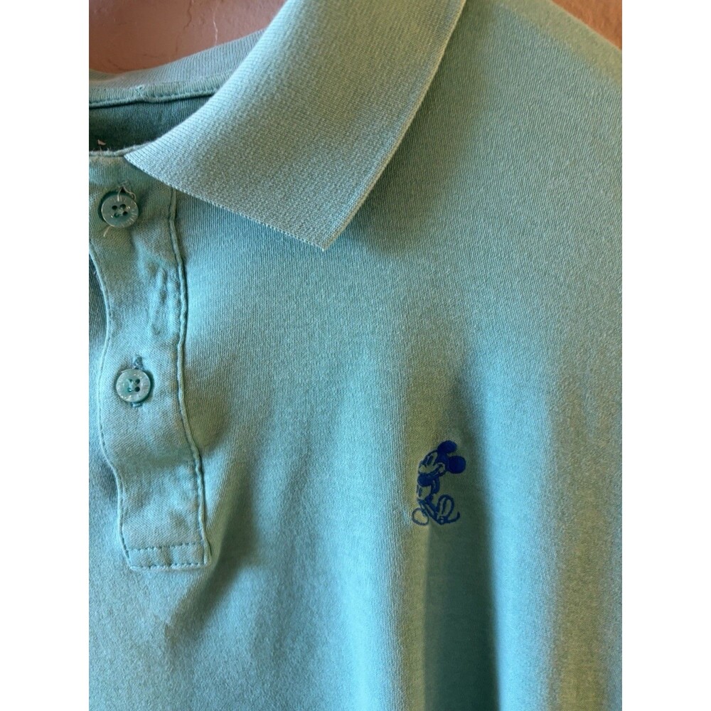 Disney Parks Men's Large Teal Cotton Modern Fit Short‎ Sleeve Mickey Mouse Polo